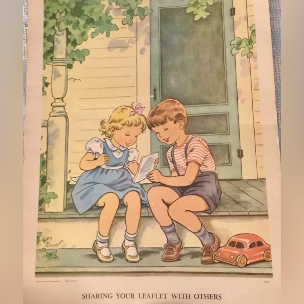 VTG Providence Lithograph Co Signed Kay Draper - Sharing Your Leaflet